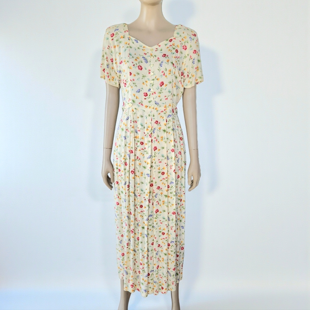 Floral Cream Maxi Dress with Side Ties - Picture 7 of 14